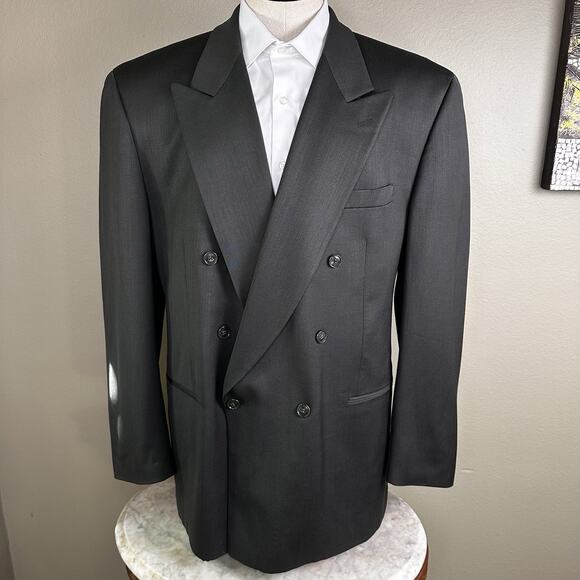 Albert Nipon Men 52R Double breasted Dark Olive Blazer Sport Coat - Picture 8 of 16
